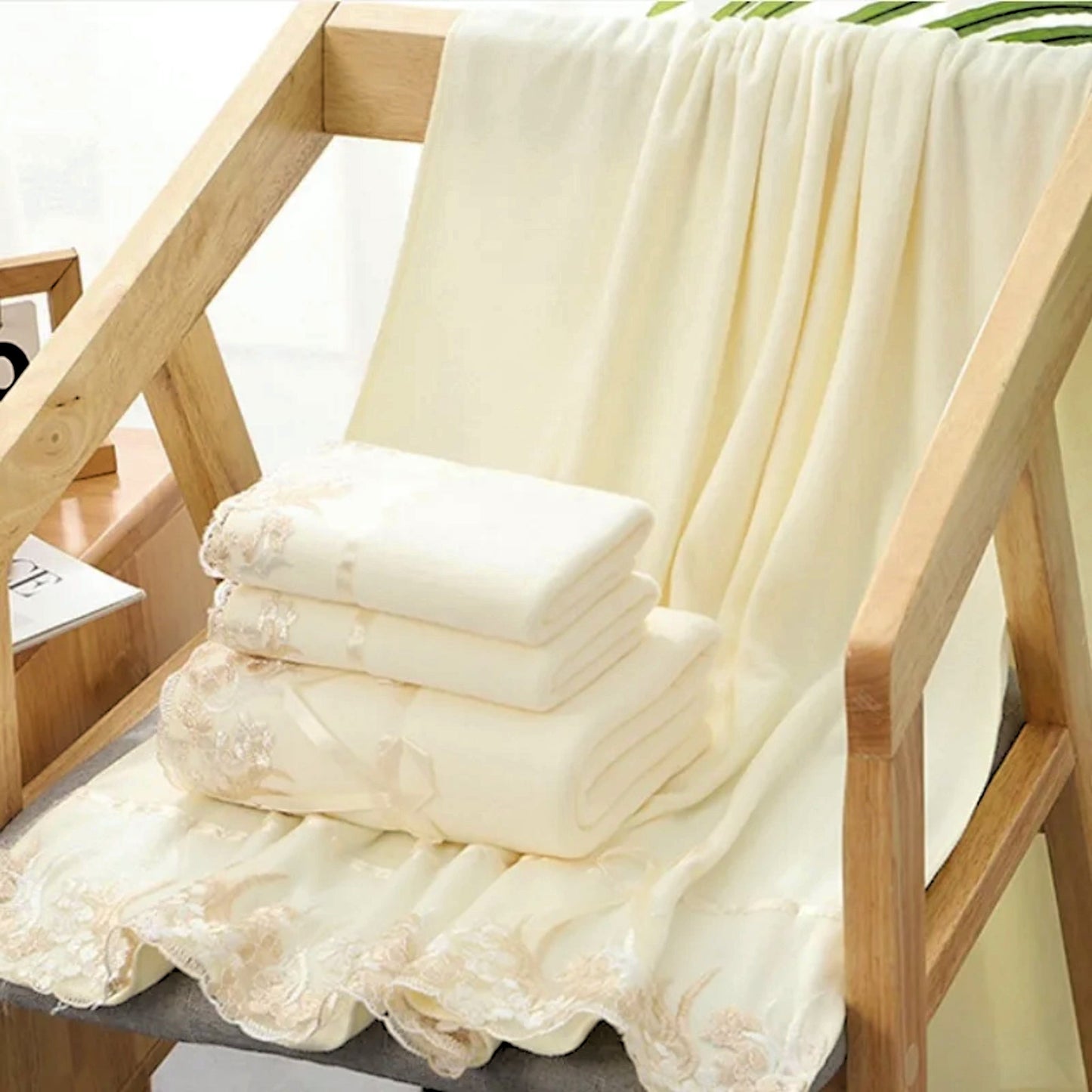 Luxury Lace Embroidered Microfiber Towel Set: Ultimate Bathroom Elegance microfiber towel set Gifting By Julia M