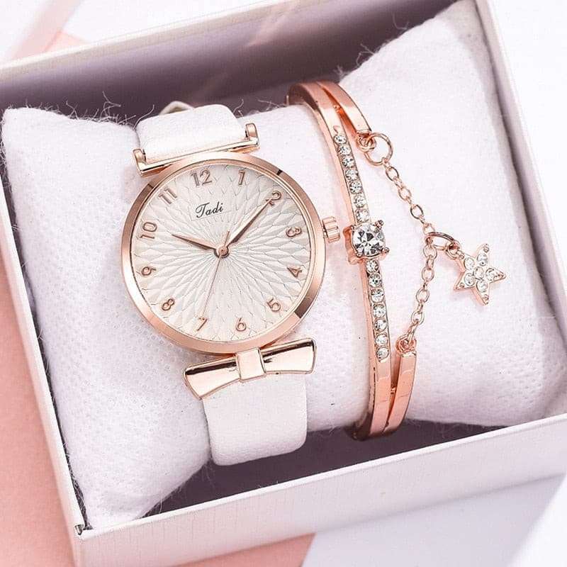 Luxury Magnetic Pink Dial Bracelet Quartz Watch watch & bracelet set gifting by julia m