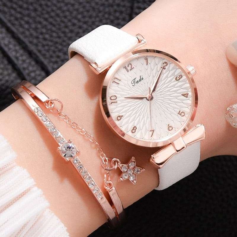 Luxury Magnetic Pink Dial Bracelet Quartz Watch watch & bracelet set gifting by julia m