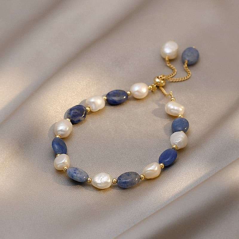 Natural Freshwater Pearl Bracelet With Irregular Blue Crystal Bracelets Gifting By Julia M Bracelet