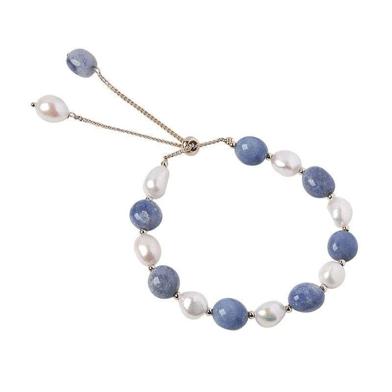 Natural Freshwater Pearl Bracelet With Irregular Blue Crystal Bracelets Gifting By Julia M