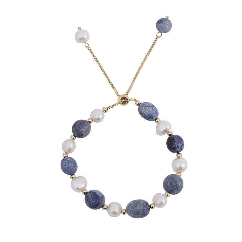 Natural Freshwater Pearl Bracelet With Irregular Blue Crystal Bracelets Gifting By Julia M