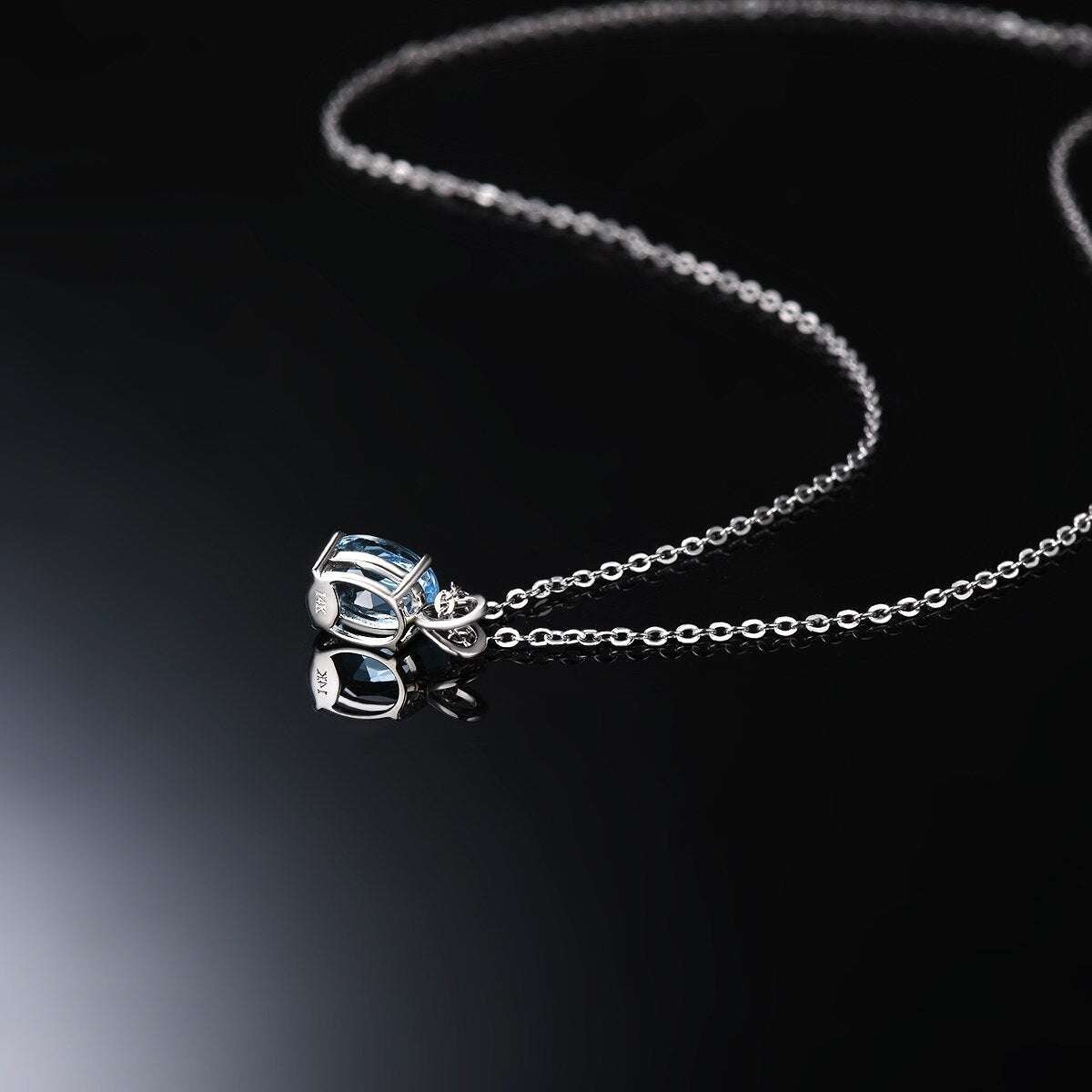 Natural Sky Blue Topaz 14K Real White Gold Pendant Necklaces gifting by julia m