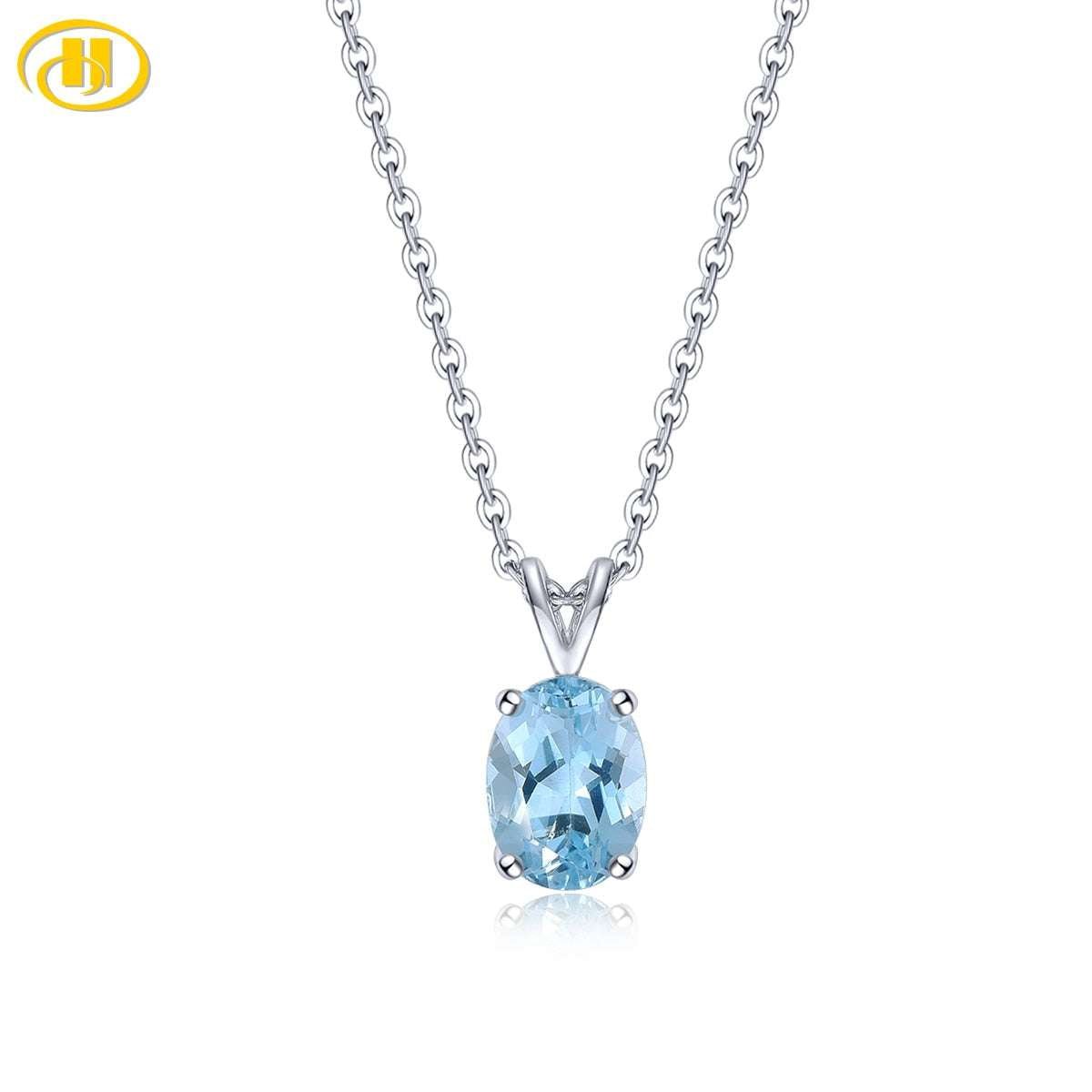 Natural Sky Blue Topaz 14K Real White Gold Pendant Necklaces gifting by julia m Default Title