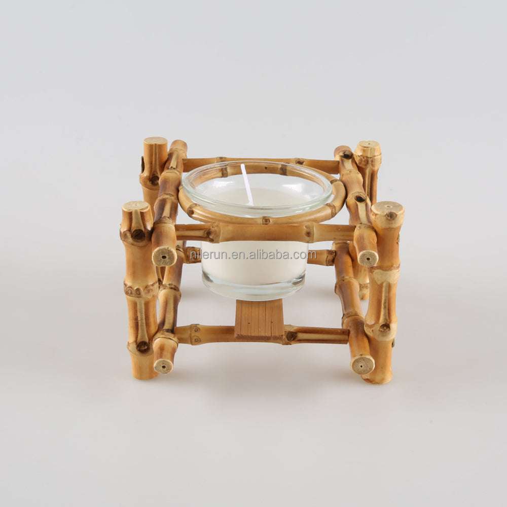 Nilerun Vintage Unique Handmade Natural Bamboo Root Holder Odor Eliminating Aromatherapy Fragrance Scented Soy Wax Candle Gifting By Julia M