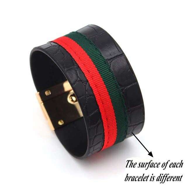 Red Green Ribbon Leather Bracelets leather bracelet red green ribbon wide gifting by julia m 1