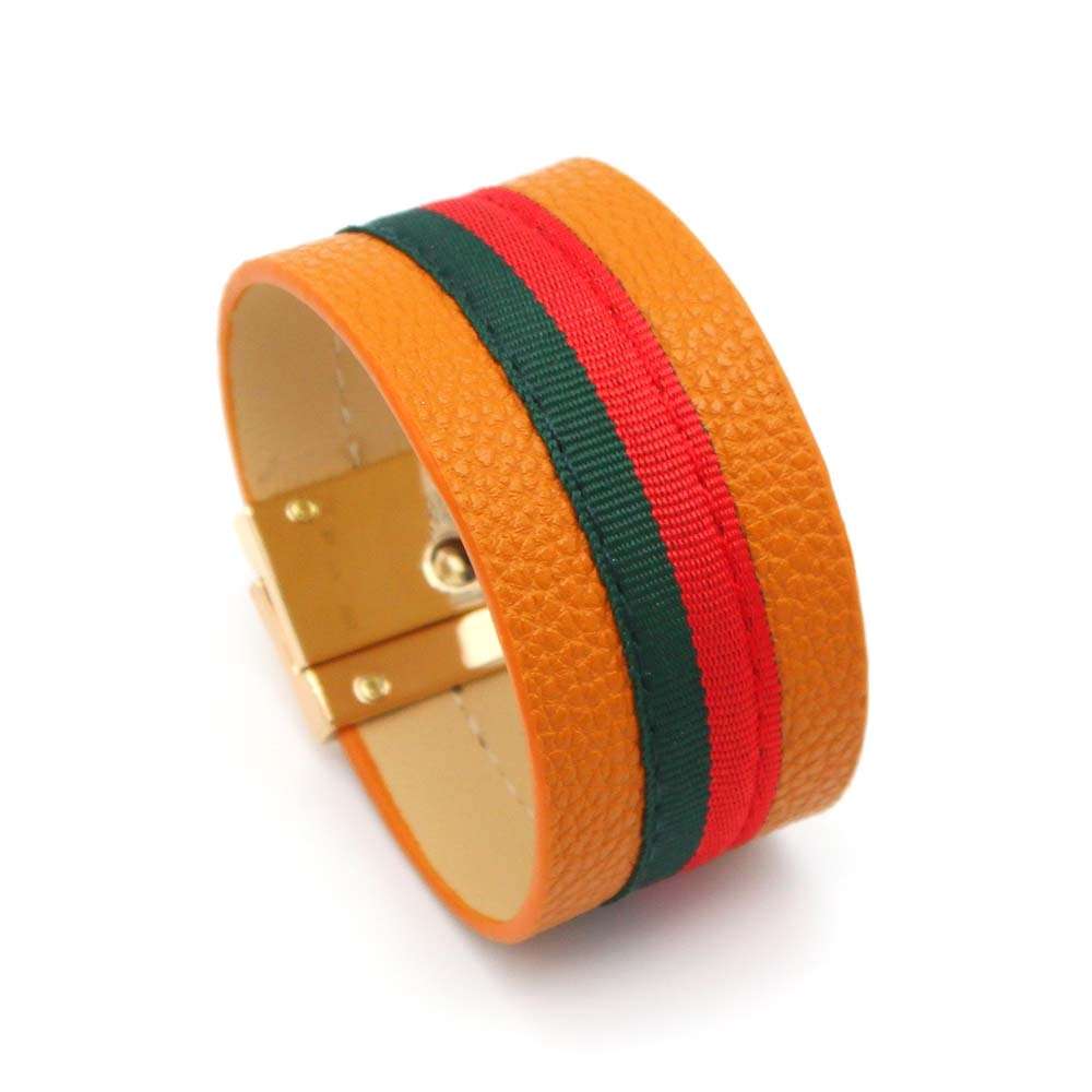 Red Green Ribbon Leather Bracelets leather bracelet red green ribbon wide gifting by julia m