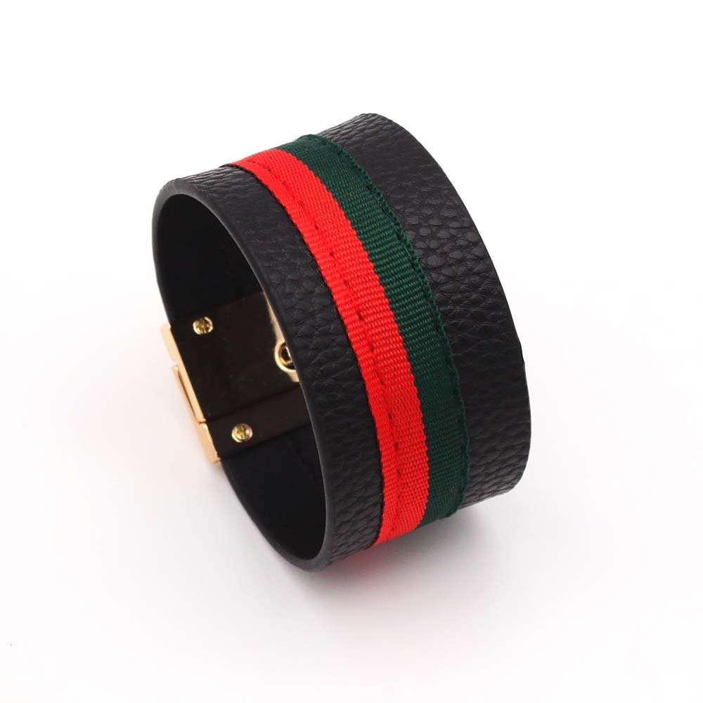 Red Green Ribbon Leather Bracelets leather bracelet red green ribbon wide gifting by julia m