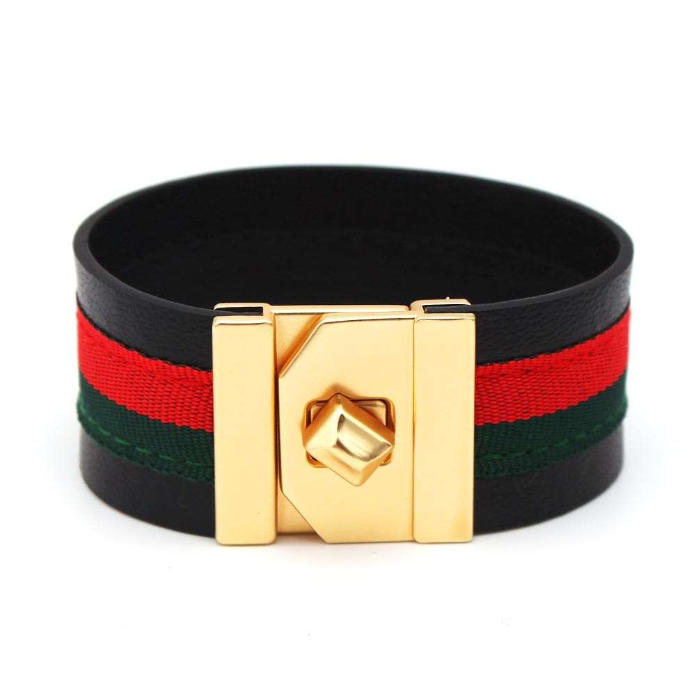 Red Green Ribbon Leather Bracelets leather bracelet red green ribbon wide gifting by julia m