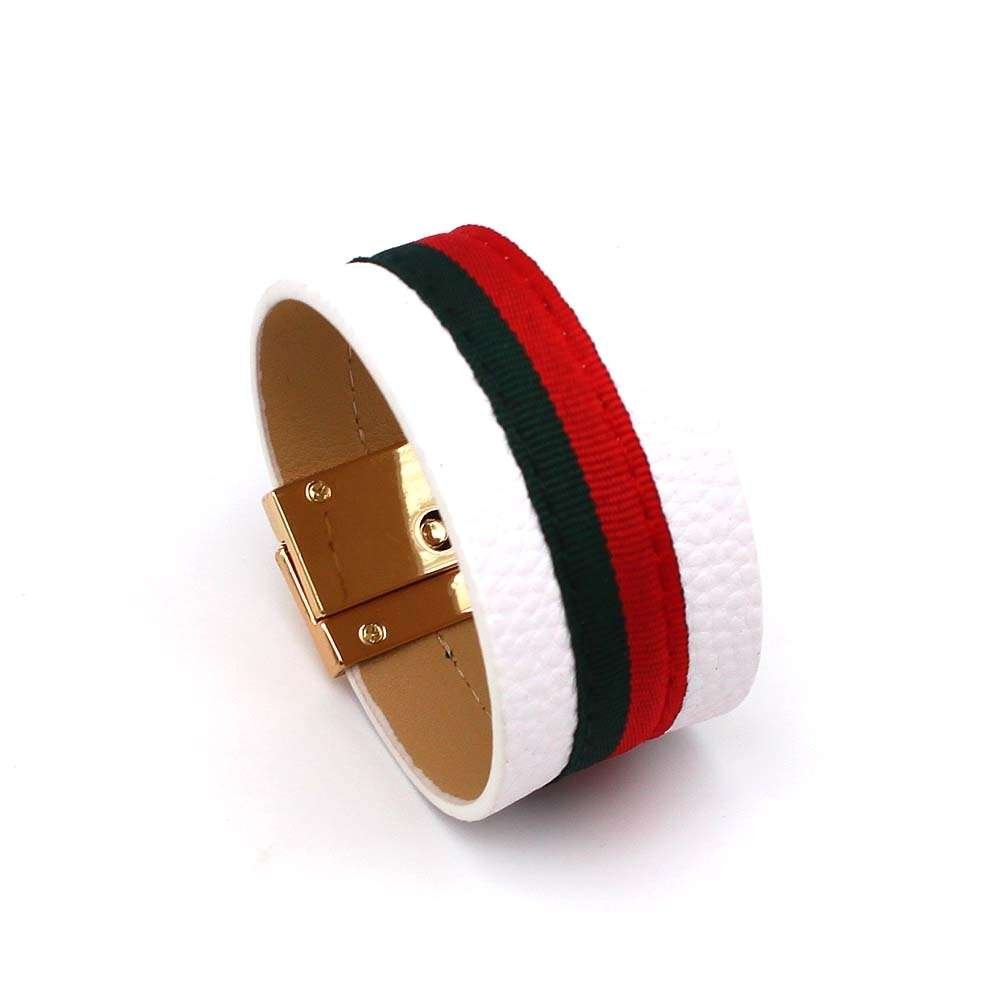 Red Green Ribbon Leather Bracelets leather bracelet red green ribbon wide gifting by julia m