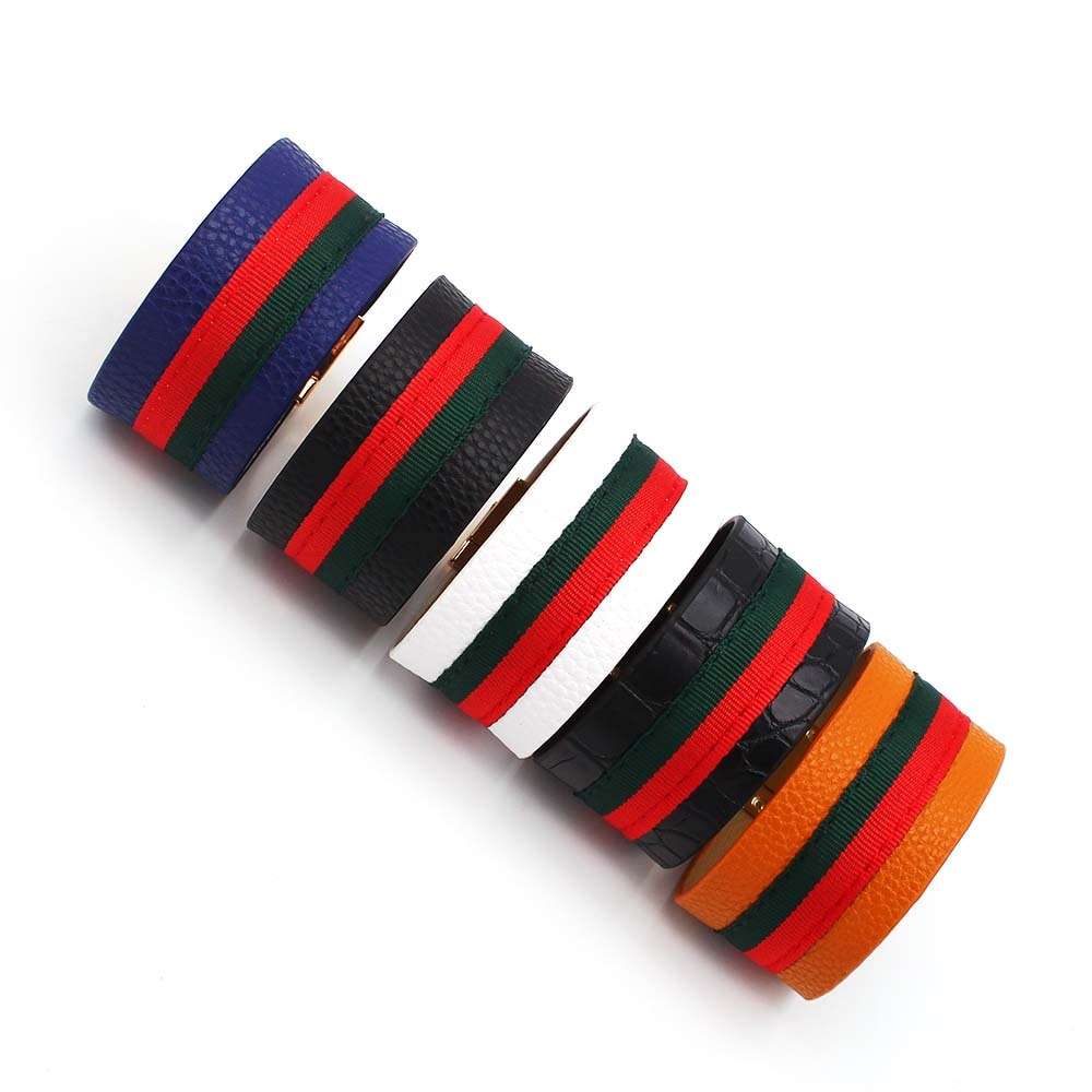 Red Green Ribbon Leather Bracelets leather bracelet red green ribbon wide gifting by julia m