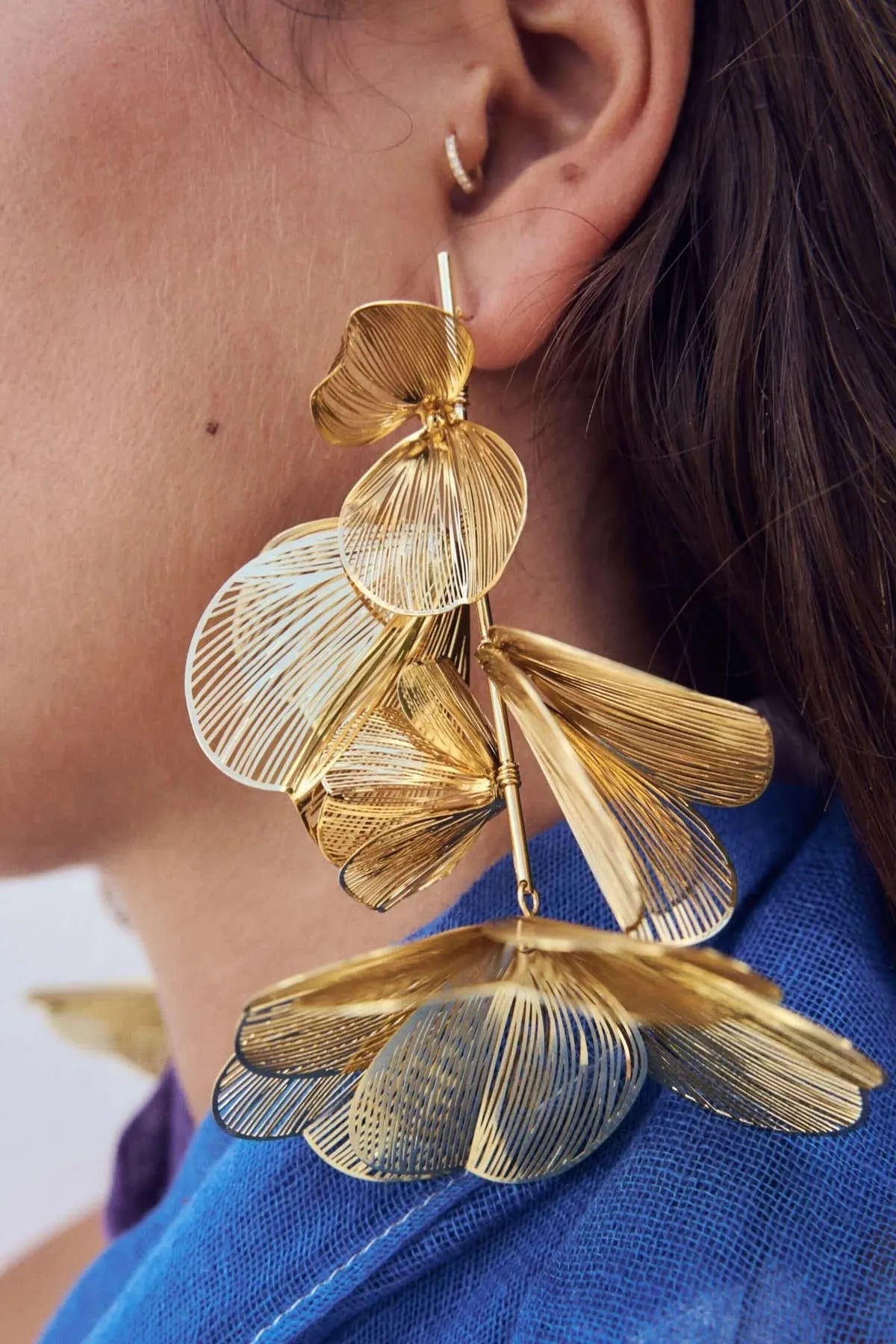Romantic Sweet and Fashionable Alloy Hollow Petal Long Earrings Bridal Party Wedding Jewelry Gifts Gifting By Julia M
