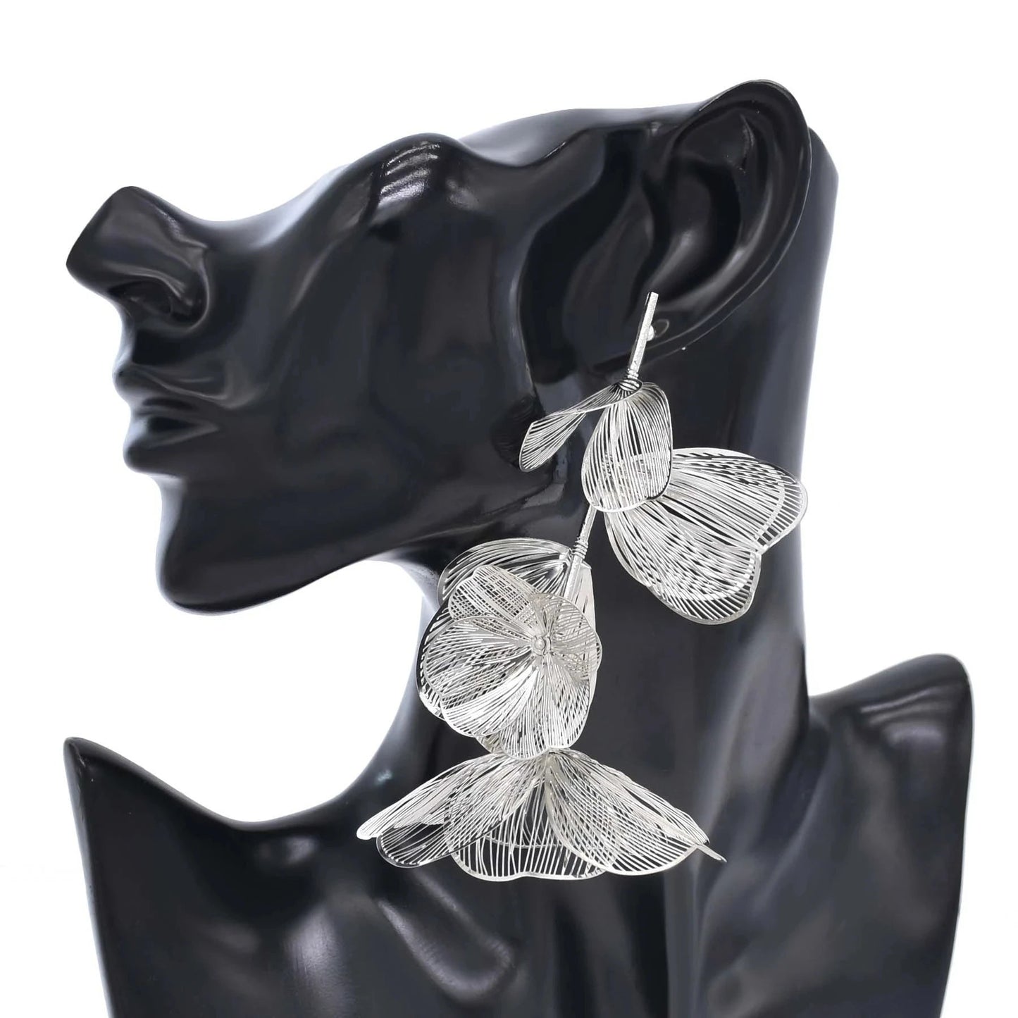 Romantic Sweet and Fashionable Alloy Hollow Petal Long Earrings Bridal Party Wedding Jewelry Gifts Gifting By Julia M