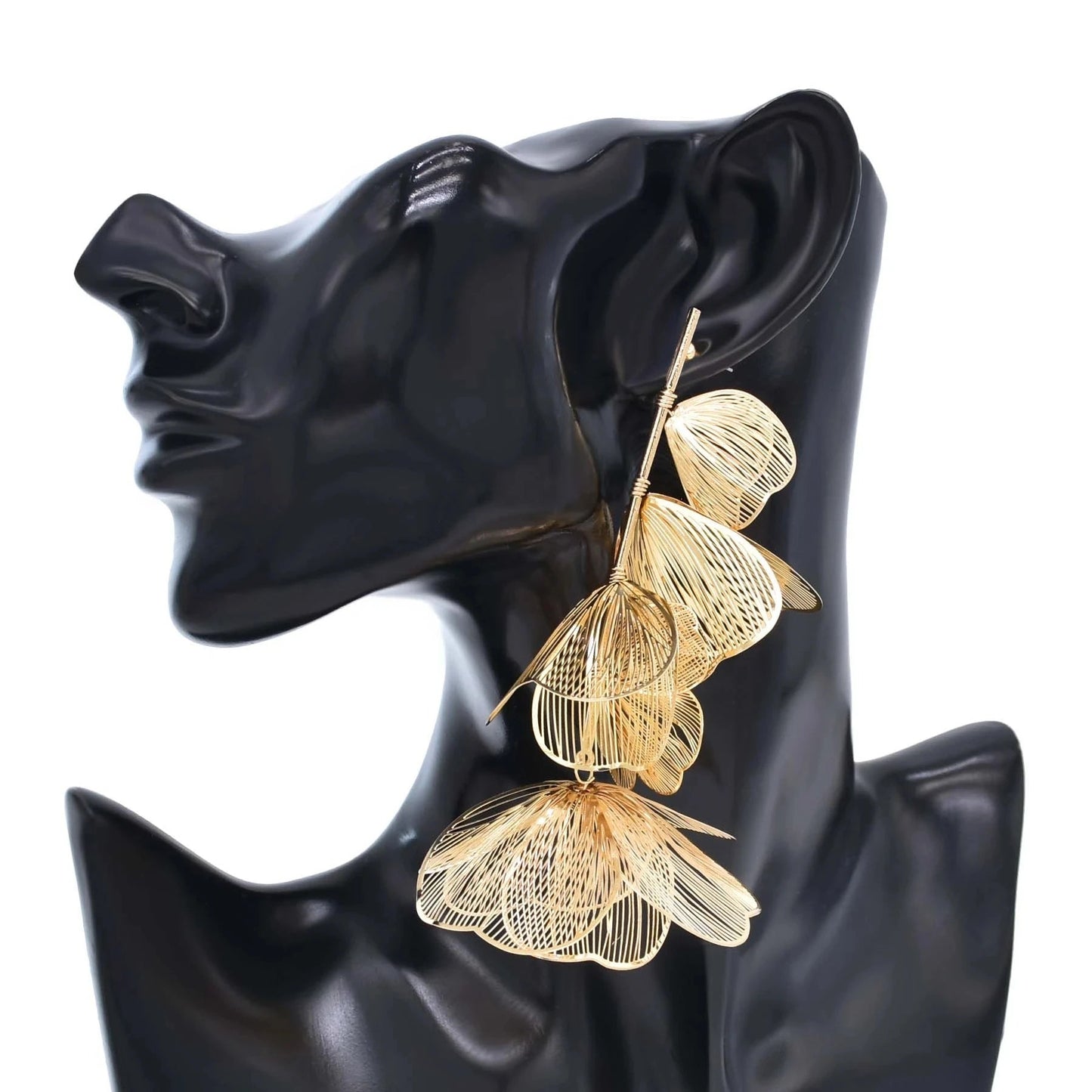 Romantic Sweet and Fashionable Alloy Hollow Petal Long Earrings Bridal Party Wedding Jewelry Gifts Gifting By Julia M