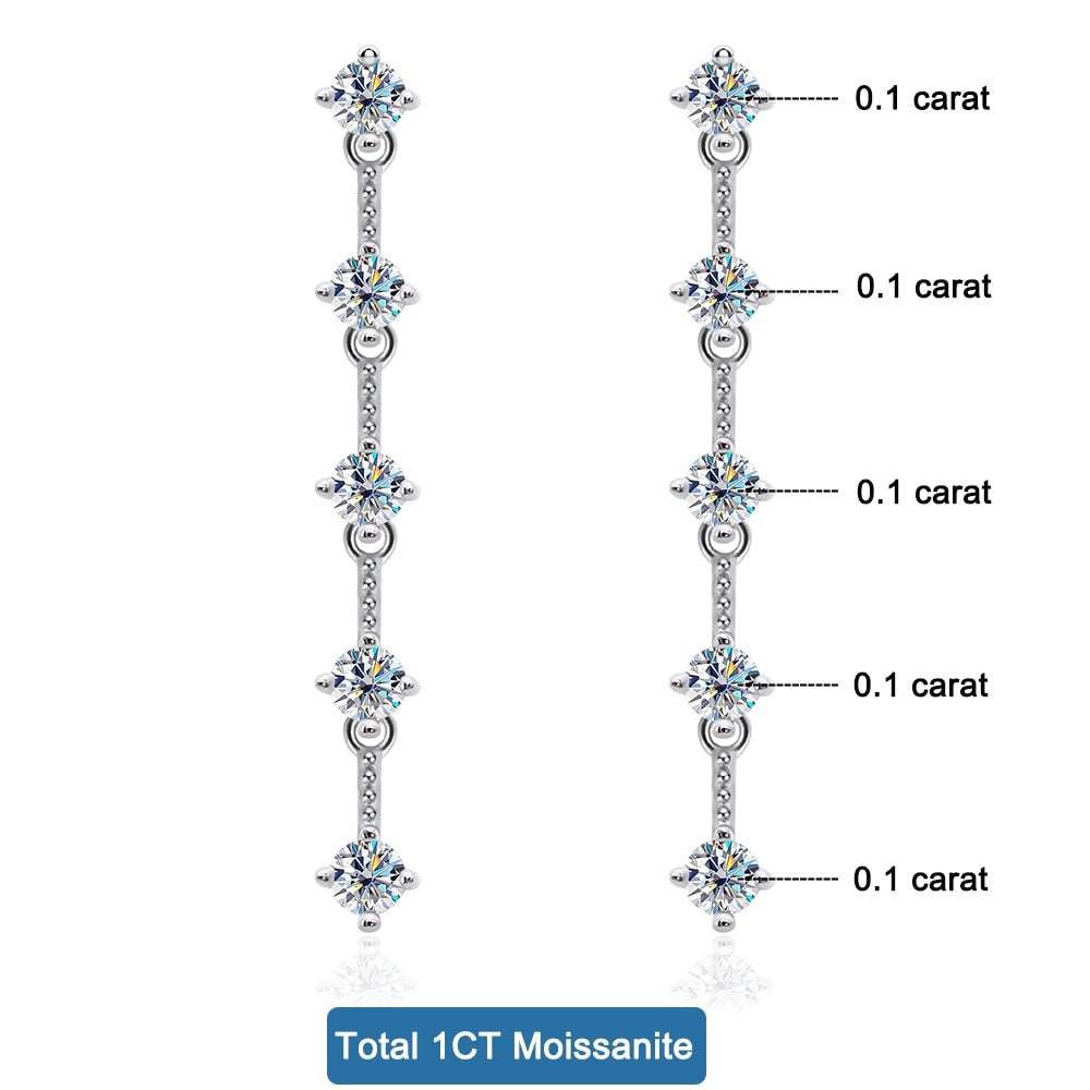 S925 Silver Full Moissanite Drop Earrings Earrings gifting by julia m Total 1ct