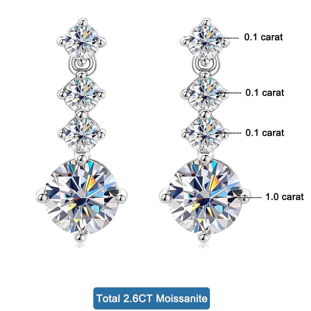 S925 Silver Full Moissanite Drop Earrings Earrings gifting by julia m Total 2.6ct
