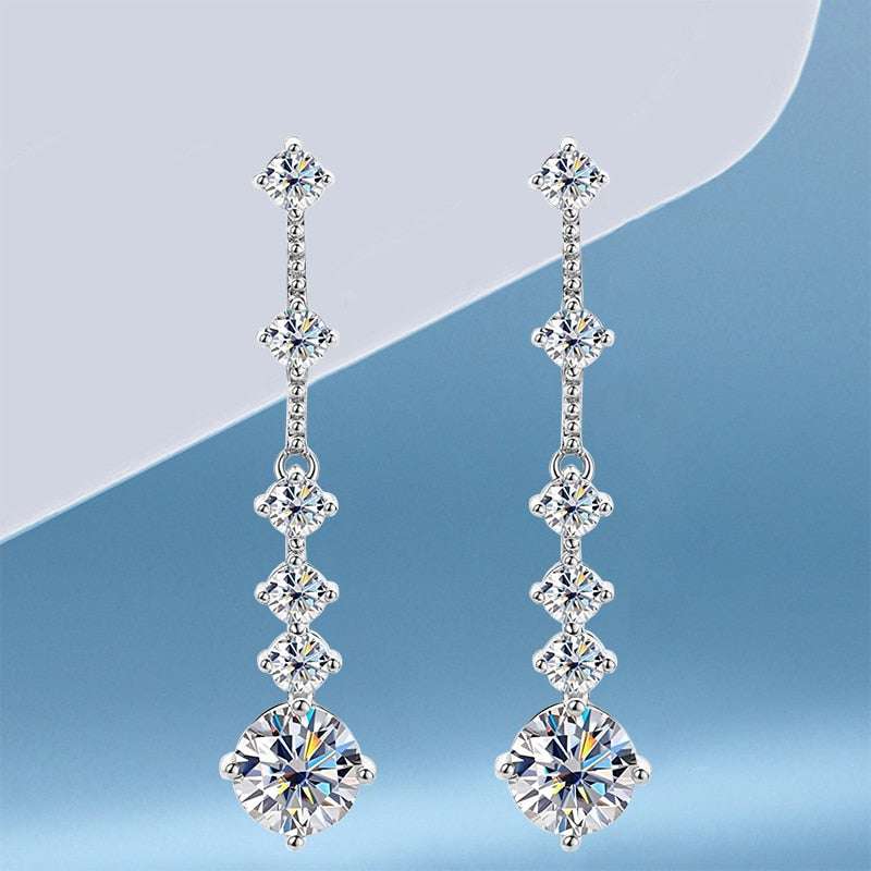 S925 Silver Full Moissanite Drop Earrings Earrings gifting by julia m Total 3ct
