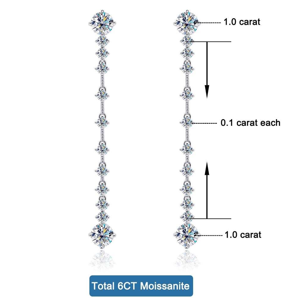 S925 Silver Full Moissanite Drop Earrings Earrings gifting by julia m Total 6ct