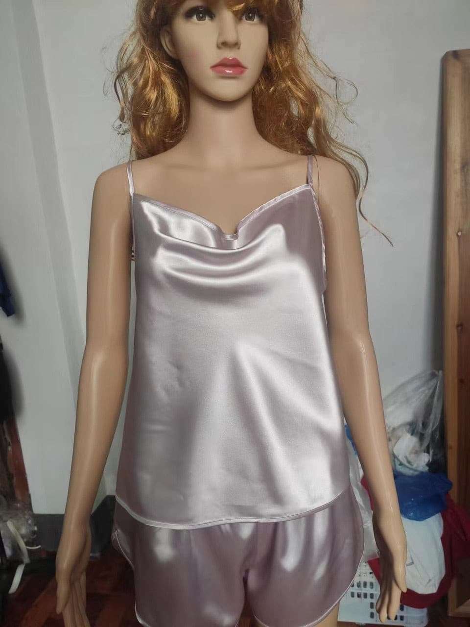 Satin Cami Top and Shorts Pajama Set Pajamas gifting by julia m deep pink S