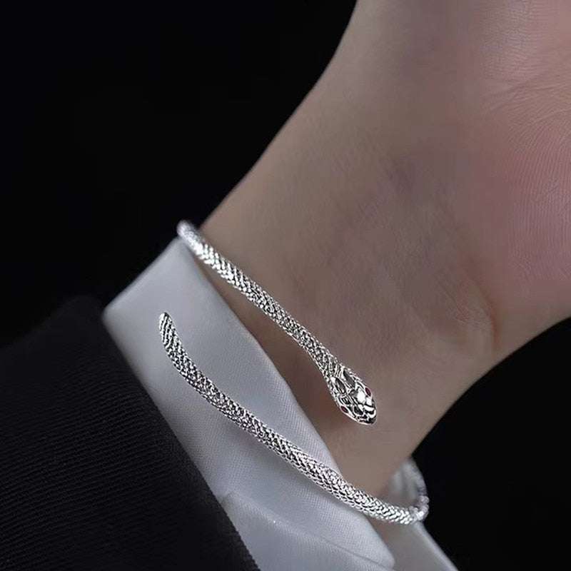 Silver Adjustable Snake Bracelet Brracelets Gifting By Julia M SL182 20cm