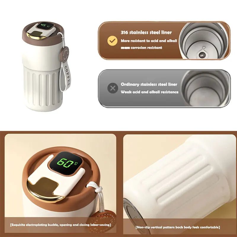 SmartTemp Insulated Stainless Steel Water Bottle/Coffee Mug smart temperature insulation cup Gifting By Julia M