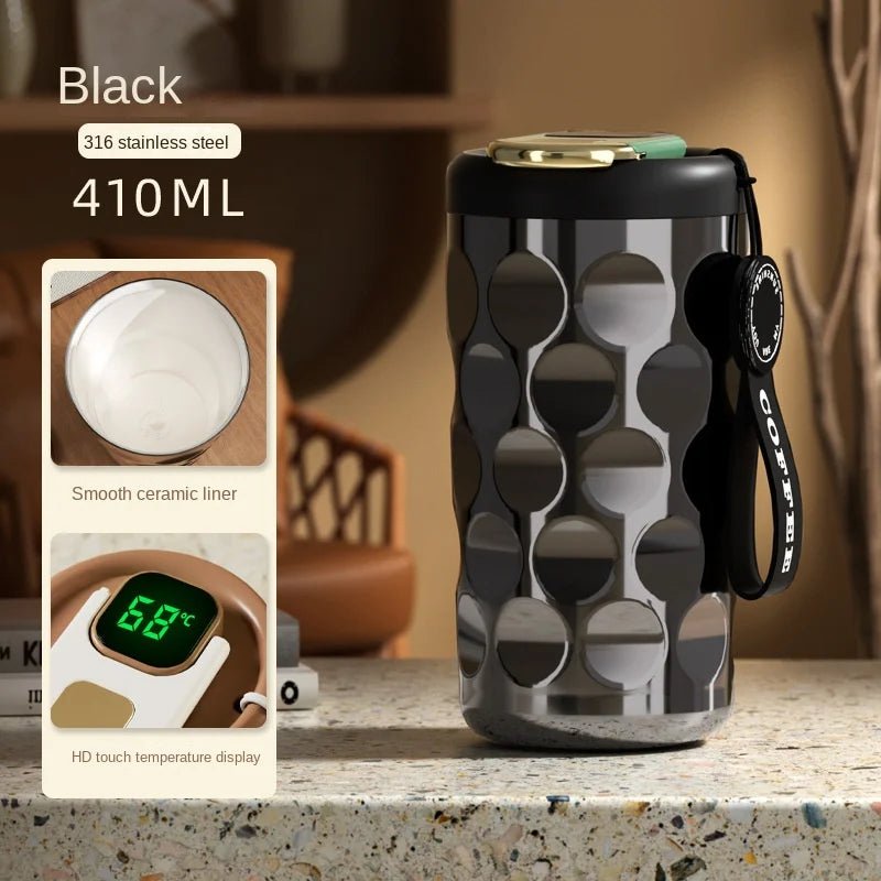 SmartTemp Insulated Stainless Steel Water Bottle/Coffee Mug smart temperature insulation cup Gifting By Julia M 410ml Black 400-500ml CHINA
