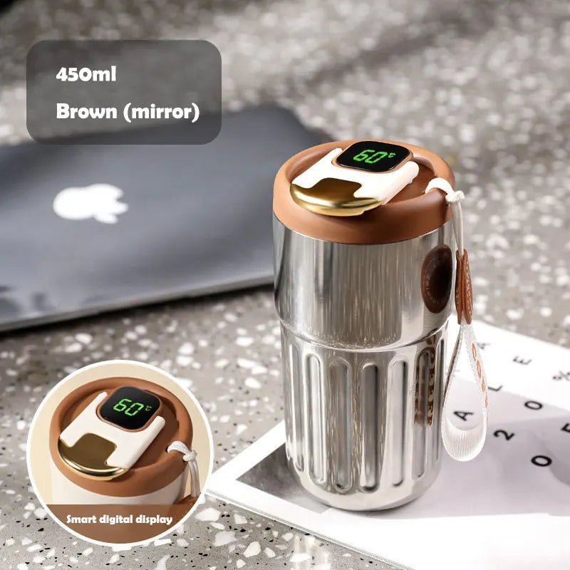 SmartTemp Insulated Stainless Steel Water Bottle/Coffee Mug smart temperature insulation cup Gifting By Julia M 450ml Brown(mirror) 400-500ml CHINA