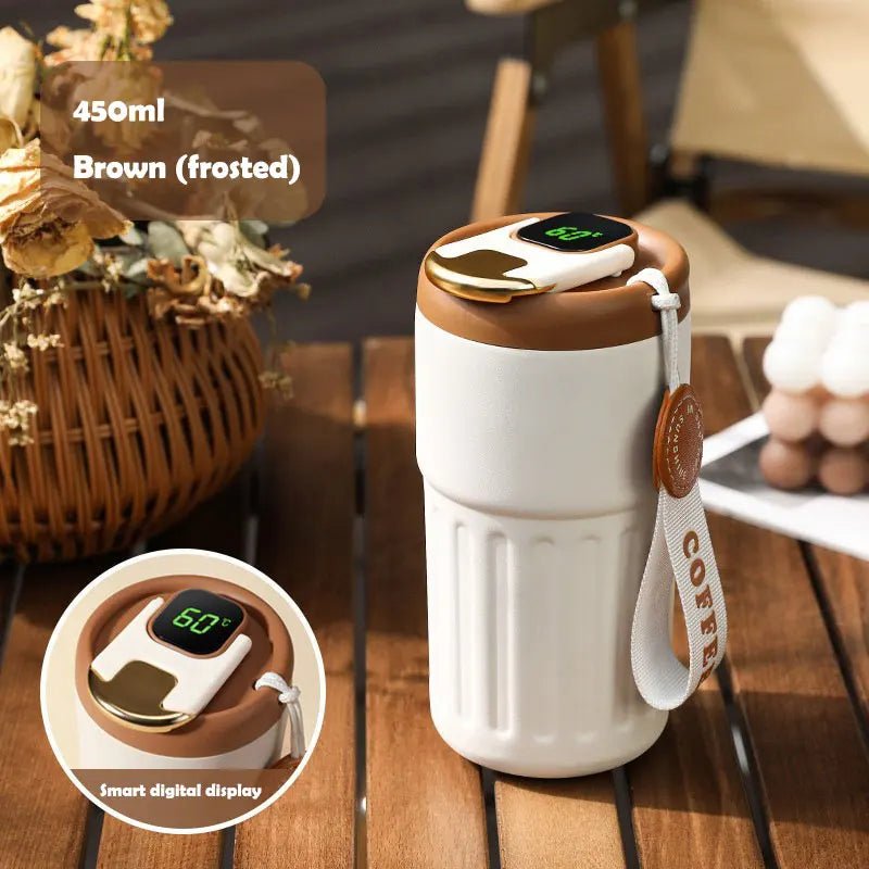 SmartTemp Insulated Stainless Steel Water Bottle/Coffee Mug smart temperature insulation cup Gifting By Julia M 450ml Brown(frosted) 400-500ml CHINA