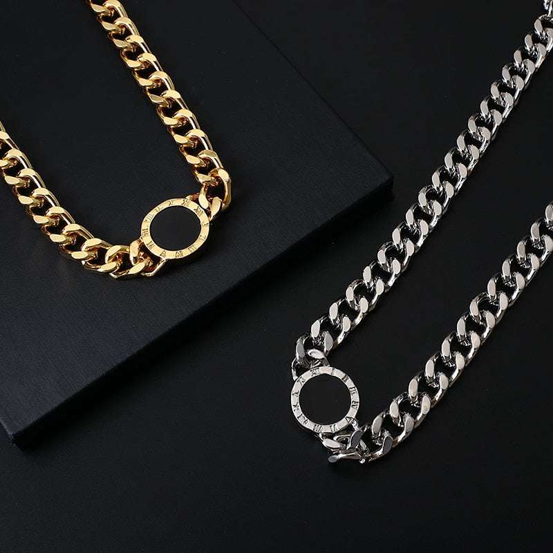 Stainless Steel Enamel Roman Numerals Necklace Bracelet Set necklace bracelet set Gifting By Julia M
