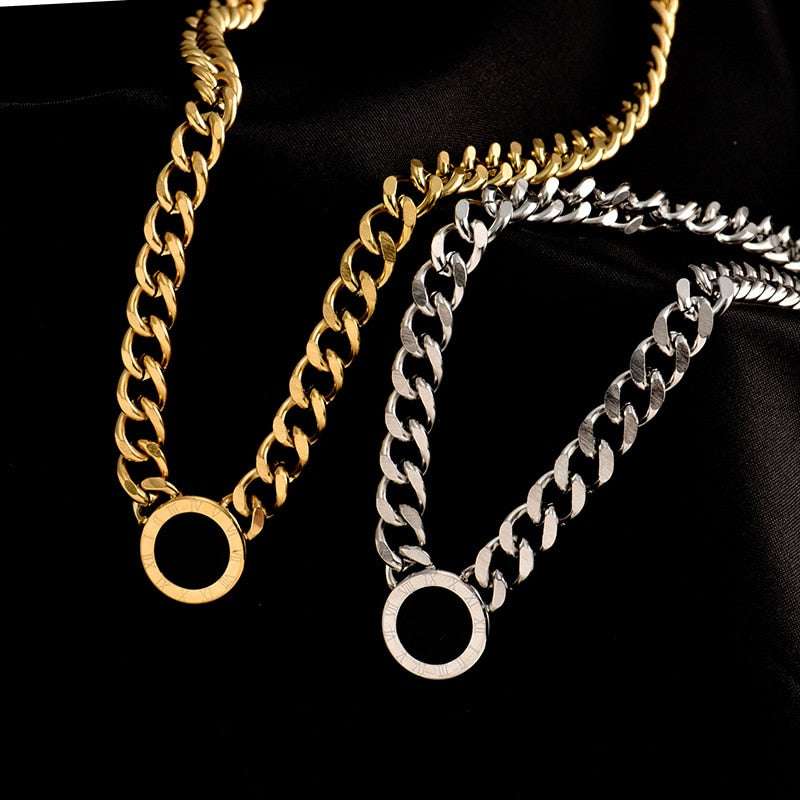 Stainless Steel Enamel Roman Numerals Necklace Bracelet Set necklace bracelet set Gifting By Julia M