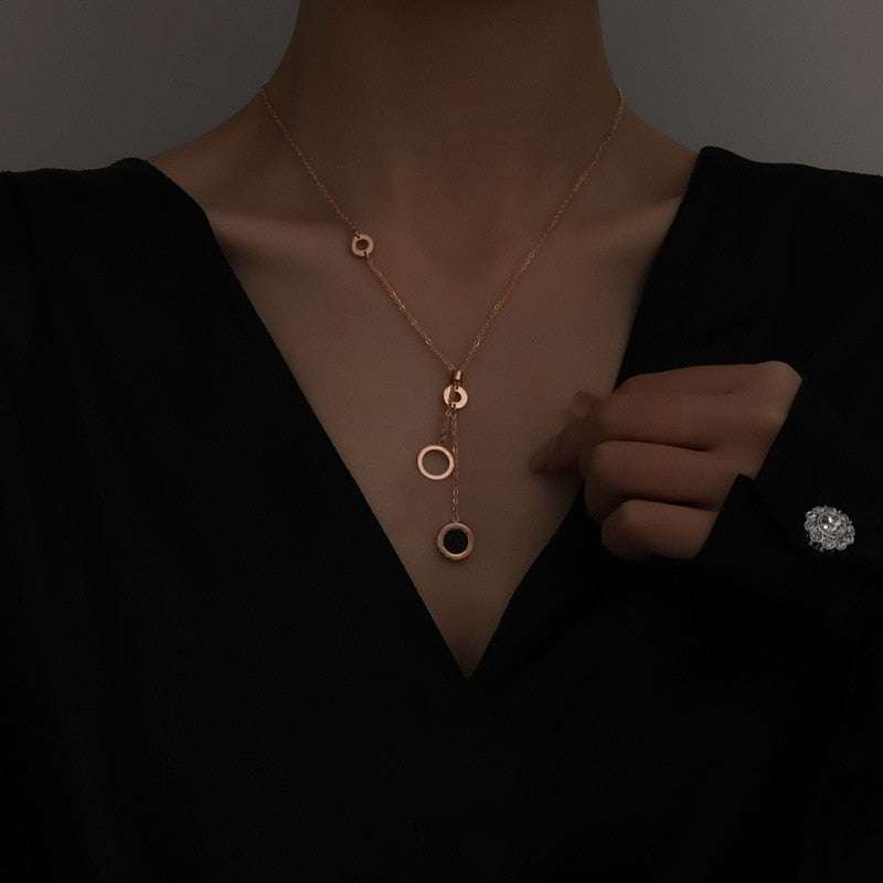 Stainless Steel Enamel Roman Numerals Necklace Bracelet Set necklace bracelet set Gifting By Julia M