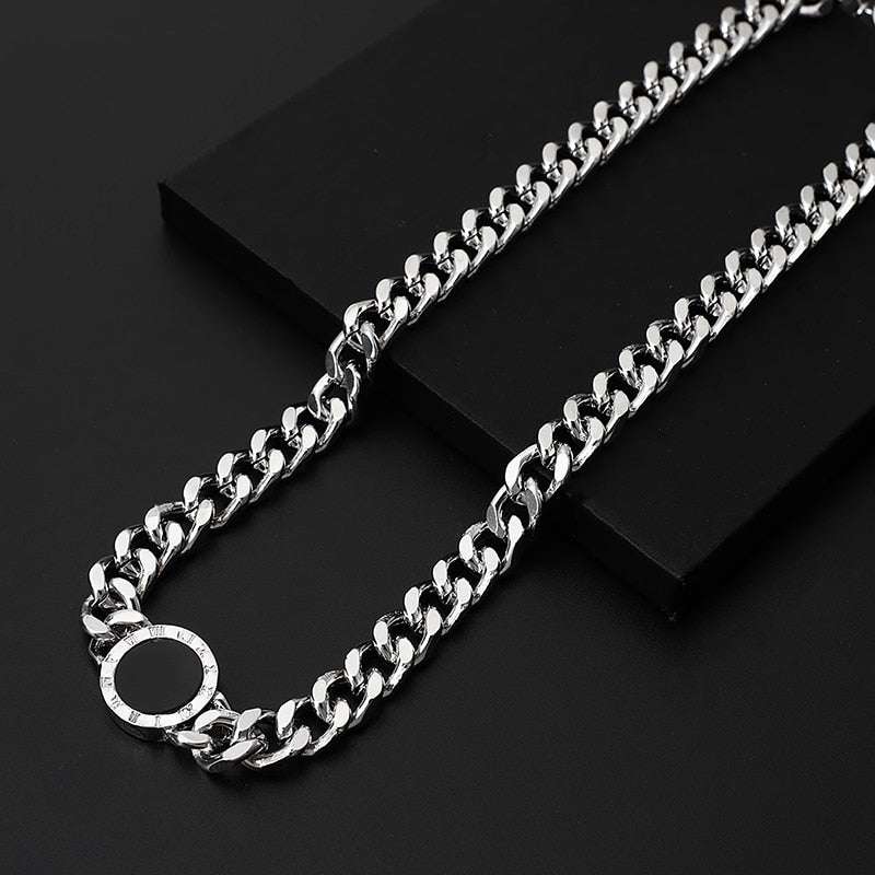 Stainless Steel Enamel Roman Numerals Necklace Bracelet Set necklace bracelet set Gifting By Julia M N1105