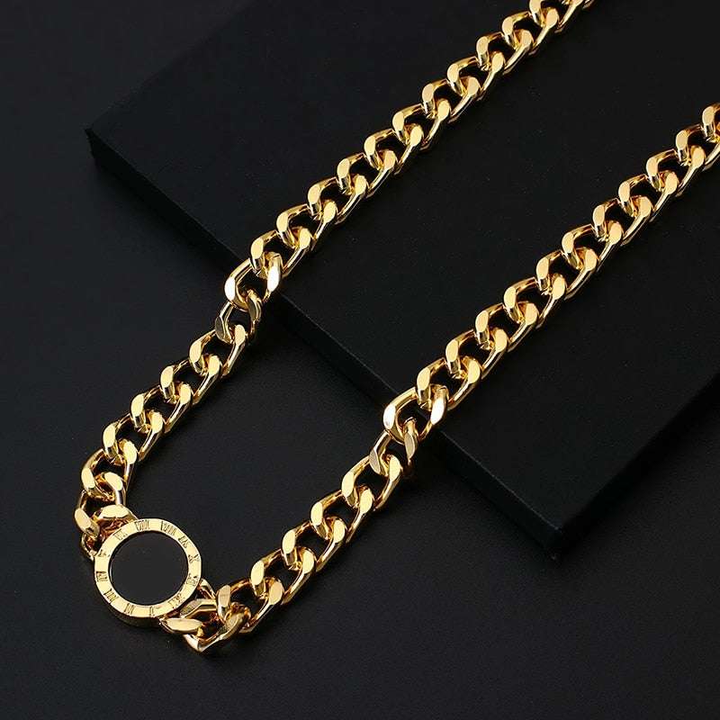 Stainless Steel Enamel Roman Numerals Necklace Bracelet Set necklace bracelet set Gifting By Julia M N1104