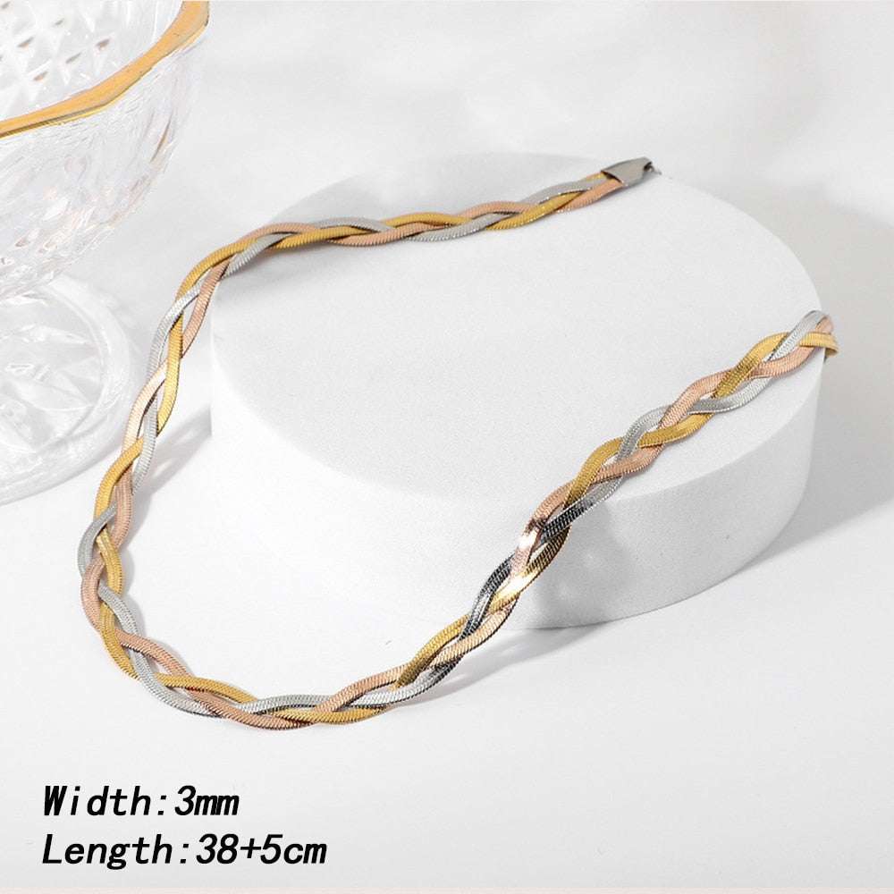 Stainless Steel Plated Braided Herringbone Jewelry Set Jewelry sets gifting by julia m Single Necklace 2 China