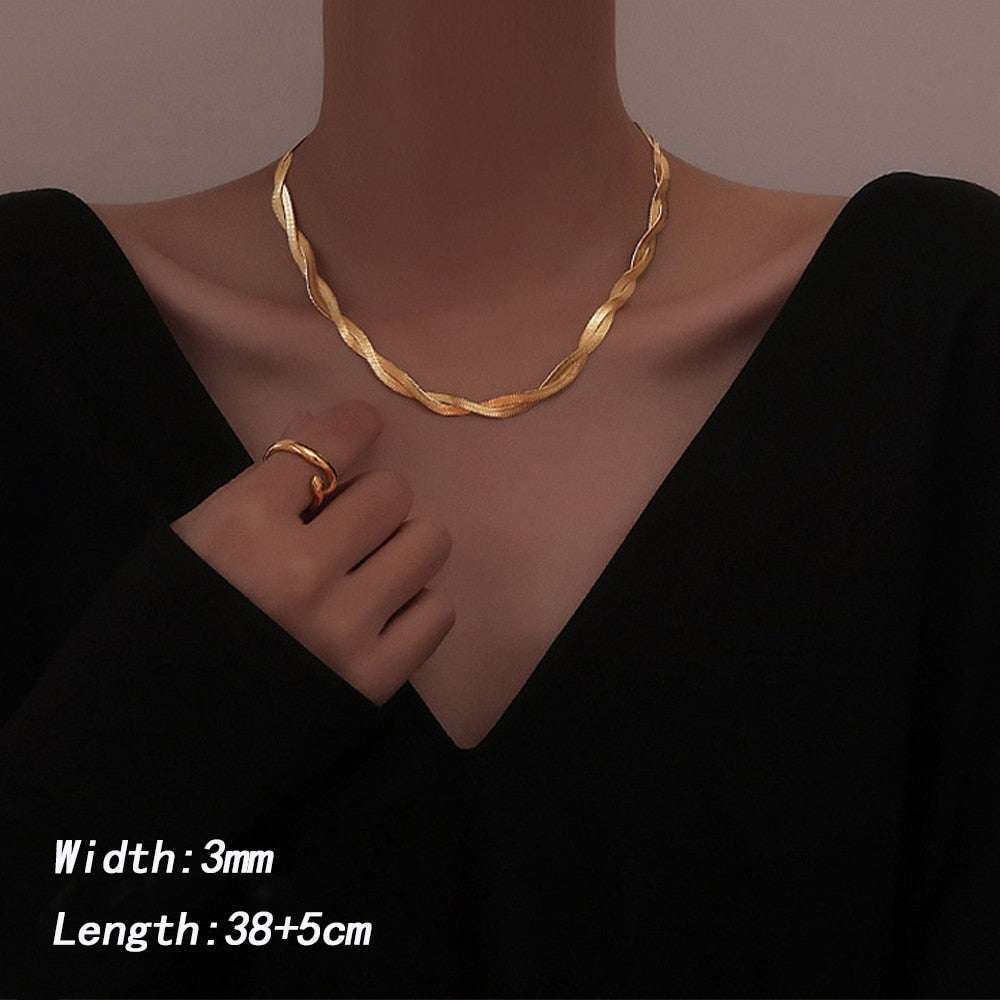 Stainless Steel Plated Braided Herringbone Jewelry Set Jewelry sets gifting by julia m