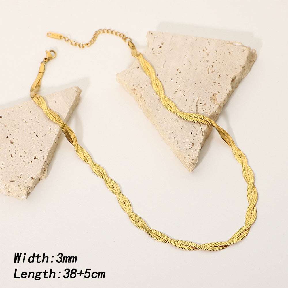 Stainless Steel Plated Braided Herringbone Jewelry Set Jewelry sets gifting by julia m