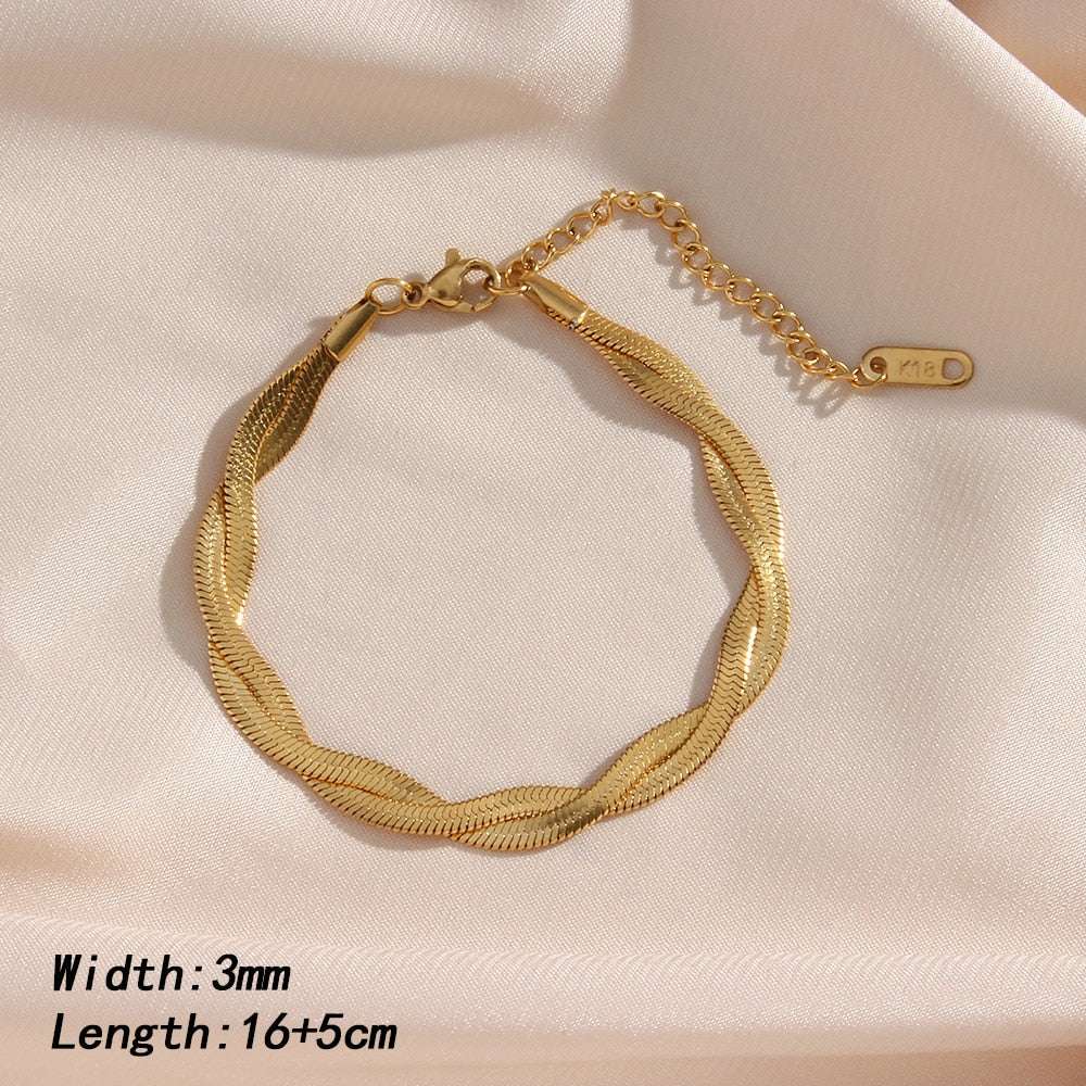 Stainless Steel Plated Braided Herringbone Jewelry Set Jewelry sets gifting by julia m