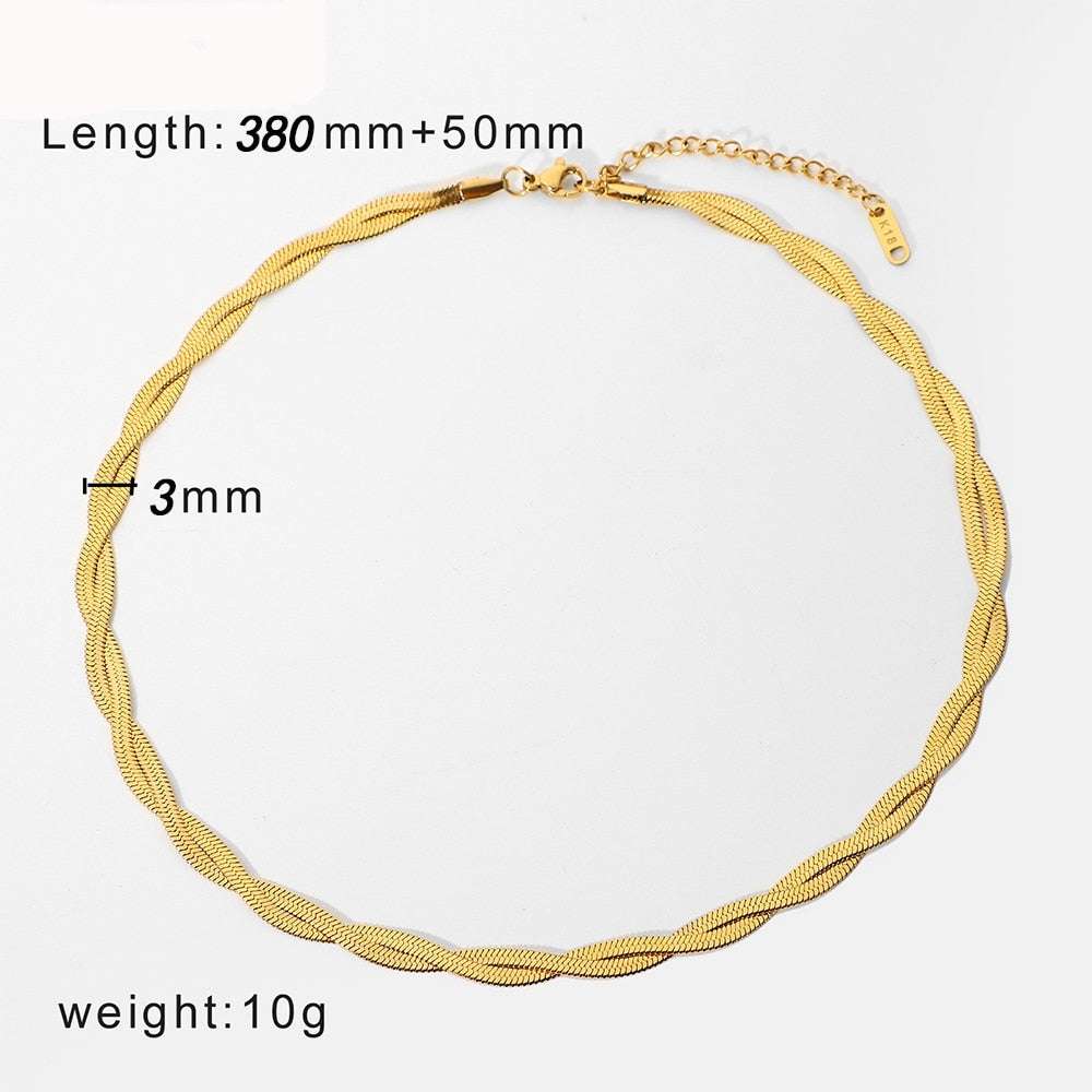 Stainless Steel Plated Braided Herringbone Jewelry Set Jewelry sets gifting by julia m Single Necklace 1 China