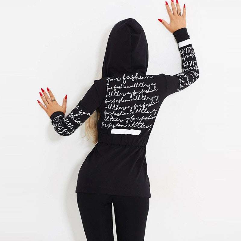 Stylish Letter Zipper Hooded Sports Suit sportswear gifting by julia m