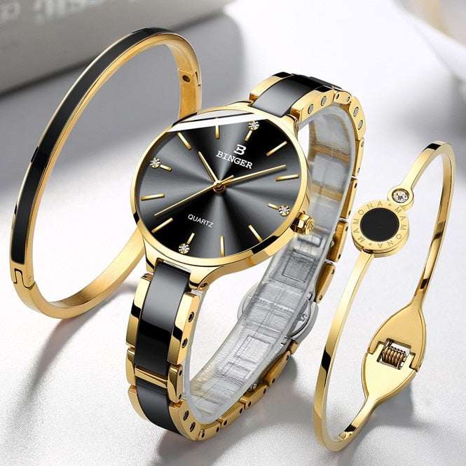 Switzerland Luxury Watch Bracelet Bangle Set jewelry sets gifting by julia m Black