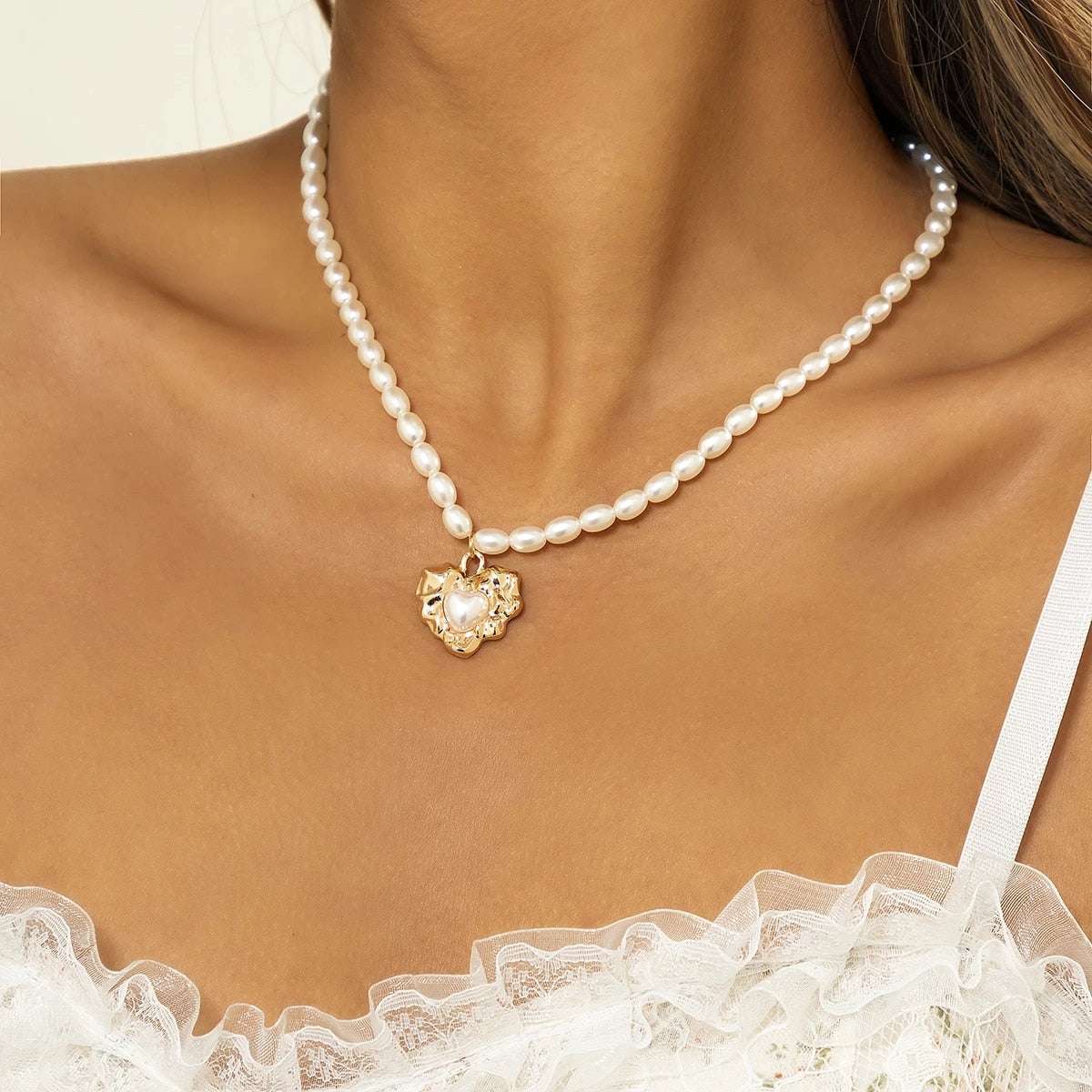 Vintage Baroque Pearl Heart Buckle Pendant Necklace Necklaces Gifting By Julia M