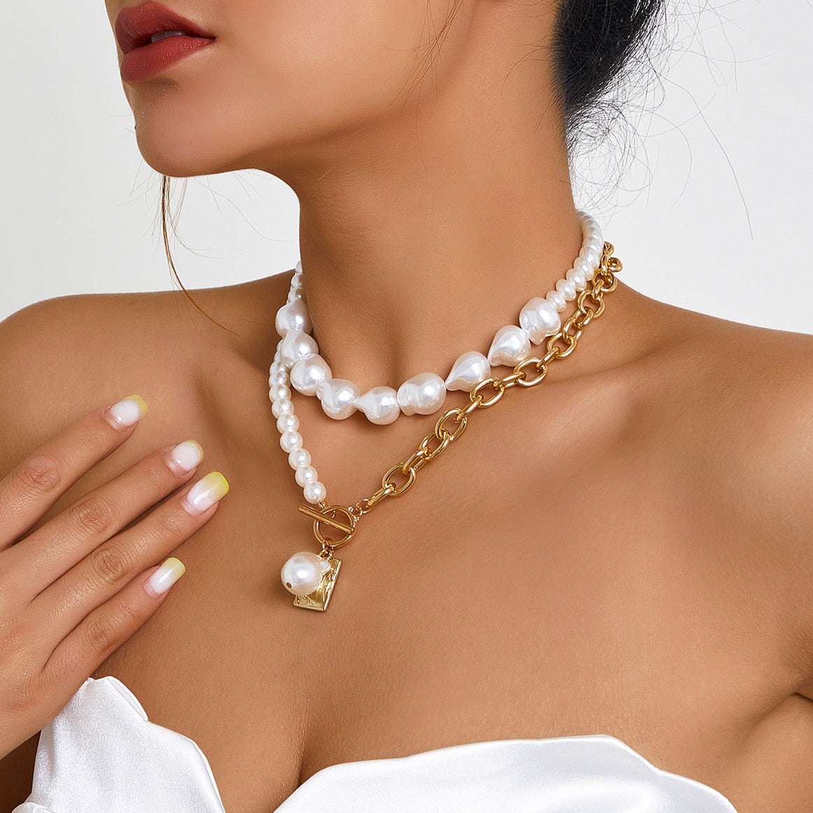 Vintage Baroque Pearl Heart Buckle Pendant Necklace Necklaces Gifting By Julia M Gold Color 6