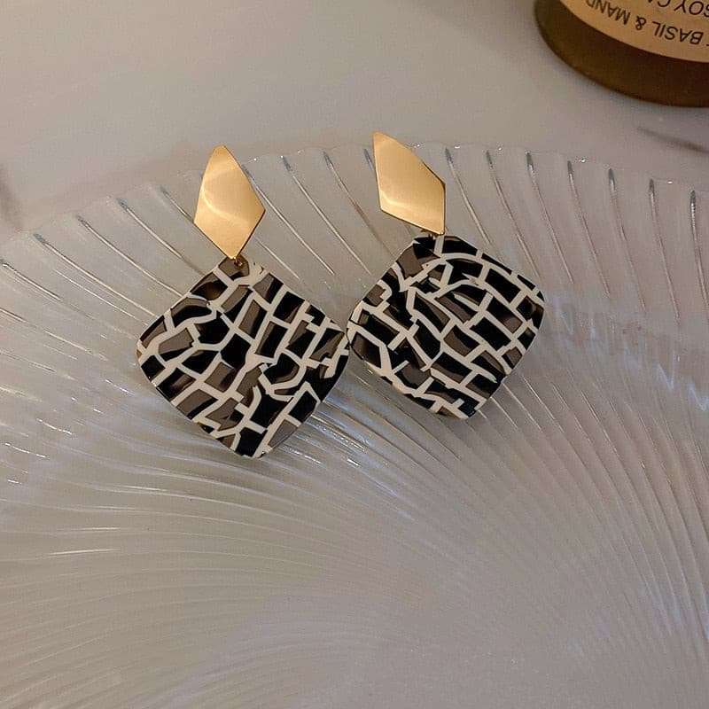 Vintage Brick Acrylic Pendant Earrings Earrings Gifting By Julia M