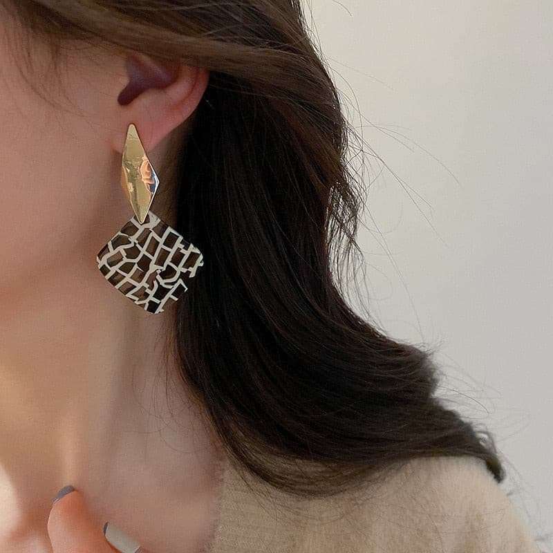 Vintage Brick Acrylic Pendant Earrings Earrings Gifting By Julia M