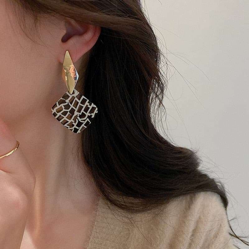 Vintage Brick Acrylic Pendant Earrings Earrings Gifting By Julia M