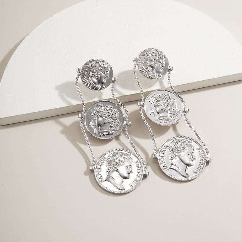 Vintage Punk Coin Pendant Drop Earrings Earrings Gifting By Julia M