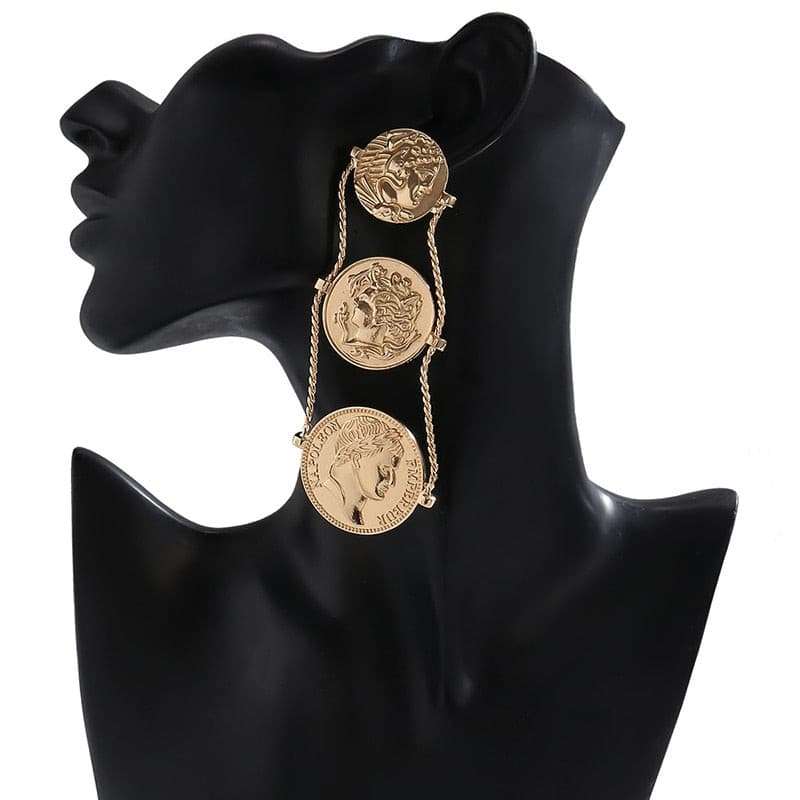 Vintage Punk Coin Pendant Drop Earrings Earrings Gifting By Julia M