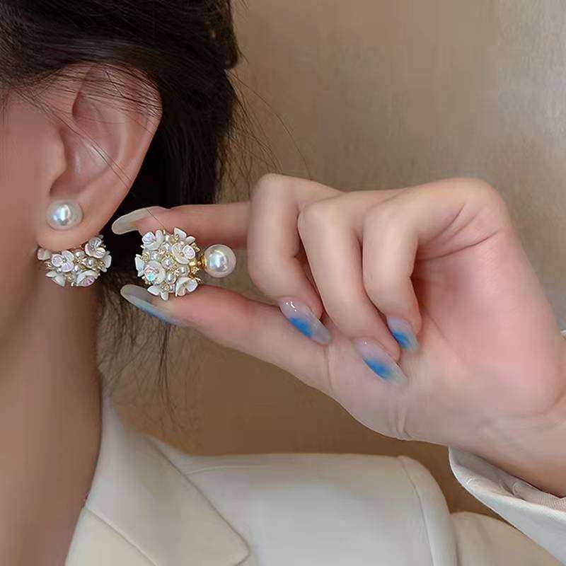 White Shell Flower Pearl Stud Earrings Earrings Gifting By Julia M A