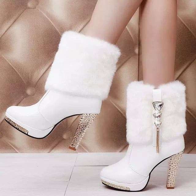Wild Super High Heel Rhinestone Thick Snow Boots shoes gifting by julia m