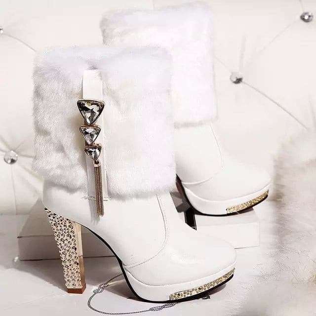 Wild Super High Heel Rhinestone Thick Snow Boots shoes gifting by julia m